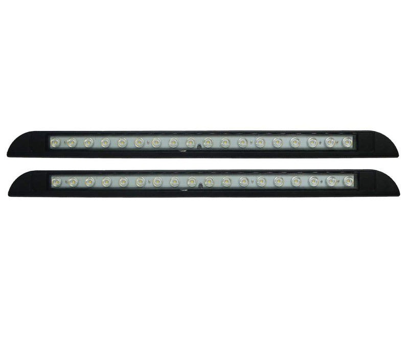Raycharm 20" RV Camper LED Awning Porch Utility Light Fixture, 40° Down Angle Beam, 6000K Cool-White, 12V/24V DC, High Light-Output Low Ampere Draw, Aluminum Housing Black Finish, 2-Pack
