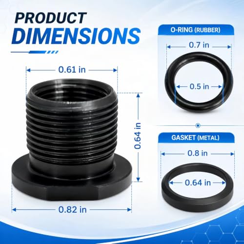 6 Pcs Steel Thread Protector, 1/2 x 28 Convert to 5/8x24 with Crush Washer Steel, (Black) 6 Pcs Thread Protector, 1/2 x 28 Convert to 5/8x24