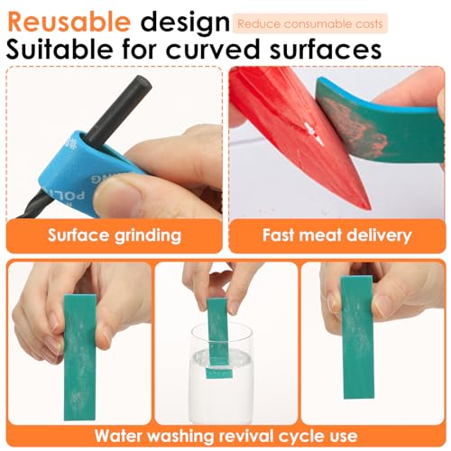 54 Pcs Sanding Sponge for Model, Waterproof Wet Dry Sanding Blocks for Wood, Metal, Plastic, Hobby, Model, Reusable Sandpaper Assortment Set (400, 600, 800, 1000, 1200, 1500 Grit)