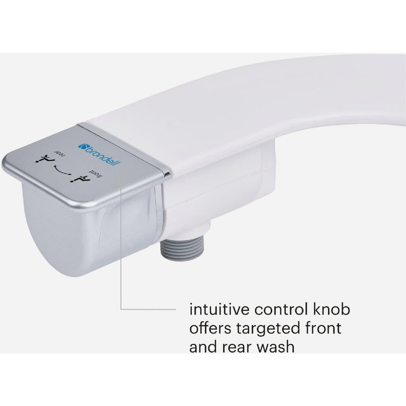 Brondell Bidet Attachment for Toilet SS-250 SimpleSpa Fresh Water Spray with Adjustable Water Pressure Side Arm Control, Slim Bidet Sprayer, Silver Knob (Dual Nozzle) Fixed Dual Nozzle