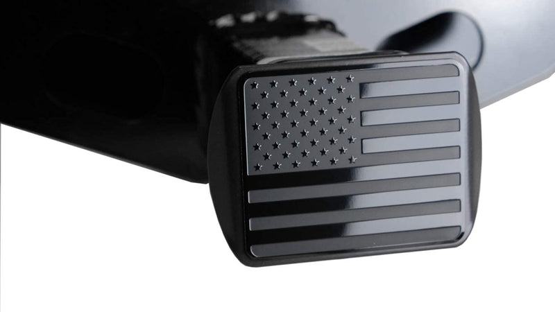eVerHITCH USA Stainless Steel Flag Emblem Metal Hitch Cover with Pin Bolt (Fits 2" Receivers, Black) Fits 2" Receivers