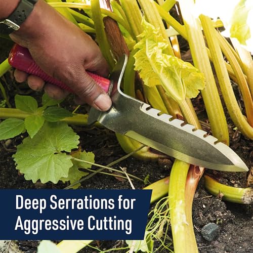 Kings County Tools 12-Inch Gardener's Digging Knife | 7-Inch Long Curved Alloy Steel Blade with Serrated Edge | Cut Roots and Vines | Made in the USA