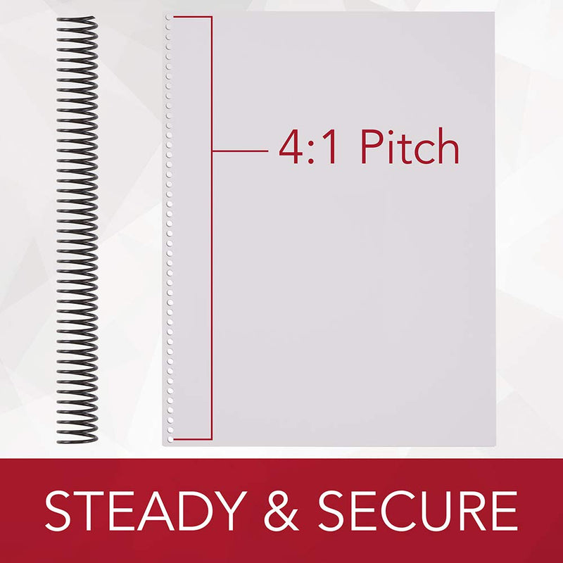 GBC Binding Spines/Spirals/Coils, 18mm, 140 Sheet Capacity, 4:1 Pitch, Color Coil, Black, 100 Pack (9665080) 18mm/140 Sheet Capacity