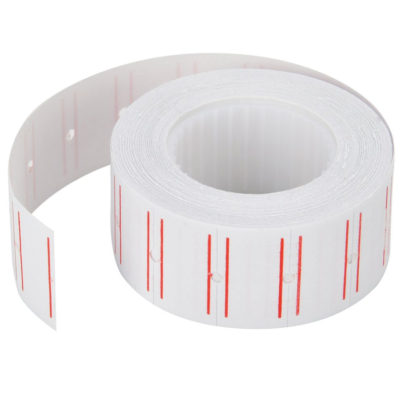 MFLABEL 12 Rolls 7200 White Price Gun Labels for Mx-5500 - with Double Red Line Visibility, Refill Ink Roll & Disposable Gloves for Easy Loading