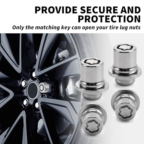 M12x1.5 Wheel Lock Lug Nuts Set 4PCS w/Safety Lock Key Replace# 00276-00900