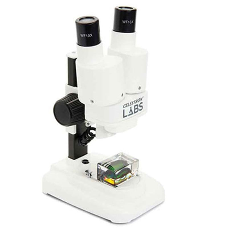 Celestron – Celestron Labs – Binocular Stereo Microscope – 20x Magnification – Upper LED Illumination – Includes 2 Specimens S20 - Stereo Microscope
