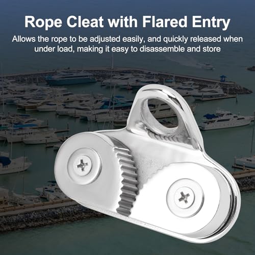Ymiko 316 Stainless Steel Cam Cleat, Proof Rope Cleats for 5‑15mm Ropes, Boat Hardware for Sailboat Kayak Canoe Dinghy