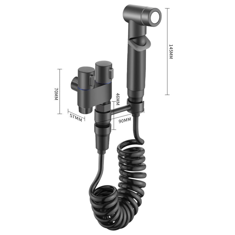 1-In-2-Out Dual Control Valve, bidet sprayer, bum gun bidet sprayer, bidet sprayer for toilet, toilet flush valve, toilet sprayer, toilet water sprayer, bidet sprayer toilet sprayer (black) Black