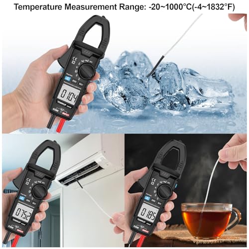 Clamp Meter 6000 Counts TRMS, 600A AC/DC Amp Meter, Multimeter Tester Black