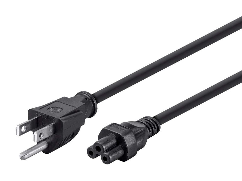 Monoprice Power Cord - NEMA 5-15P to IEC-320-C5, 18AWG, 7A/125V, SVT, 3-Prong, 6ft, Black 6 Feet