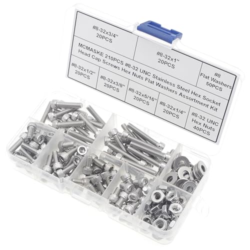#8-32 UNC 304 SS Knurled Socket Head Cap Screws Nuts & Washers Kit #8-32UNC