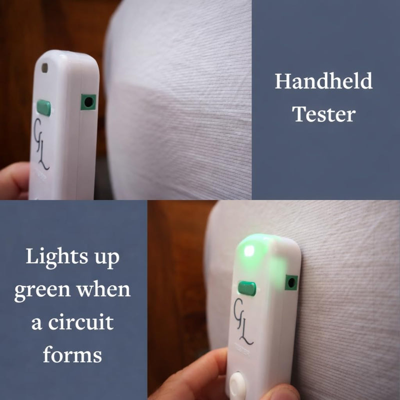 GroundLuxe Grounding Continuity Tester Kit – Battery‑Powered, 15 ft Cord Included – Instantly Test Sheets, Mats, Blankets & Pillowcases for Proper Earthing