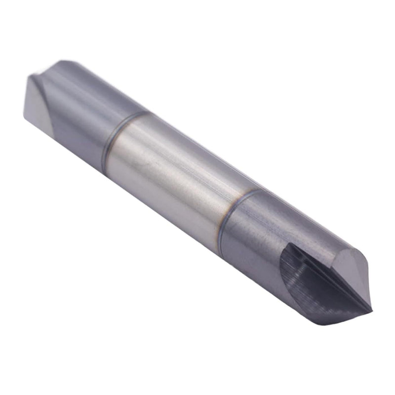 3/8" 2 Flute 90° Solid Carbide Chamfer End Mill, Double End, AlTiN Coated | 90° Chamfer Angle Chamfer Mill, 3/8" Cutting Diameter, 3/8" Shank Diameter, 2-1/2" Overall Length 2 flute 3/8"
