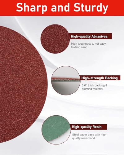 25Pcs 4-1/2" Sanding Discs, 36 Grit Quick Change Grinding Discs, 7/8" Arbor 4.5'' 36#