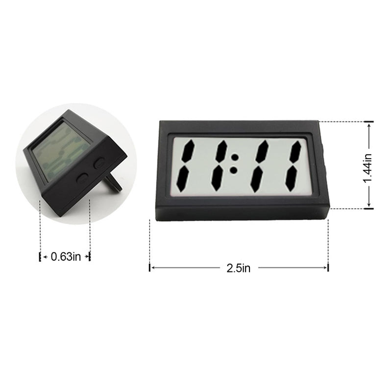 Shudyear Small Digital Clock， with Jumbo LCD Time & Day Display，Mini Automotive Small Digital Clock Battery Operated for Desktop Nightstand Pocket Car Truck Dashboard & Air Vent (1, Black) 1