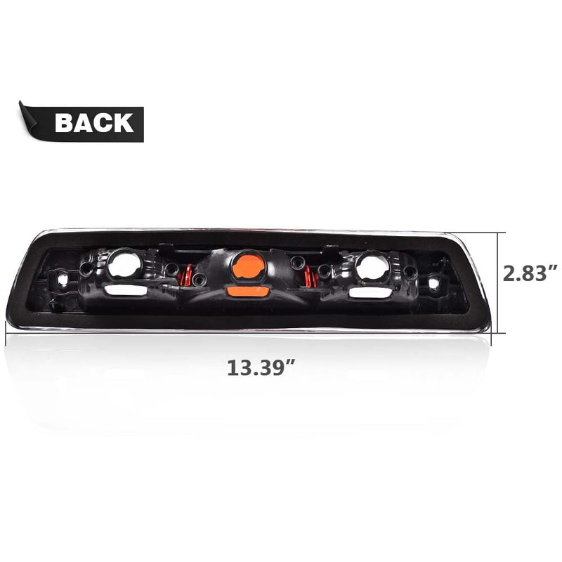 G-PLUS Third Brake Light Compatible with Ford F150 Truck 2009-2014 High Mount Stop Lights Rear Center Roof Third Cargo Light Parking Light Clear/Red Lens Chrome Housing 3rd Brake Light AL3Z13A613E 09-14 F150 Clear