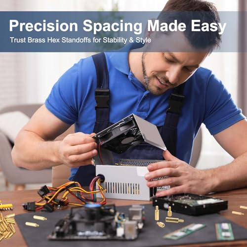 PATIKIL M5 Brass Hex Standoff, 25 Pcs PCB Motherboard Spacer Screws for Drone Quadcopter Computer Build Electronic Projects Circuit Board, Gold (M5 x 30mm+7mm) M5 x 30mm+7mm