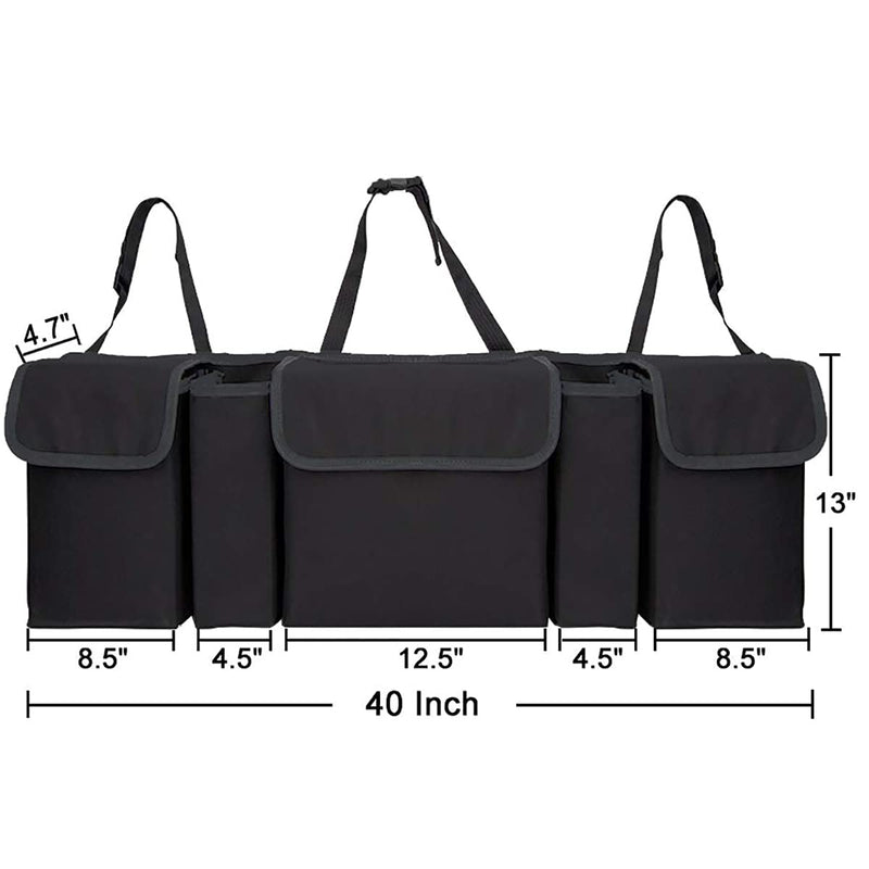Car Trunk Organizer, Backseat Hanging Organizer with 5 Pockets, Waterproof Collapsible Cargo Storage Bag, Car Interior Accessories Car Seat Organizer for SUV, Truck, MPV Car Trunk Organizer 5Bag