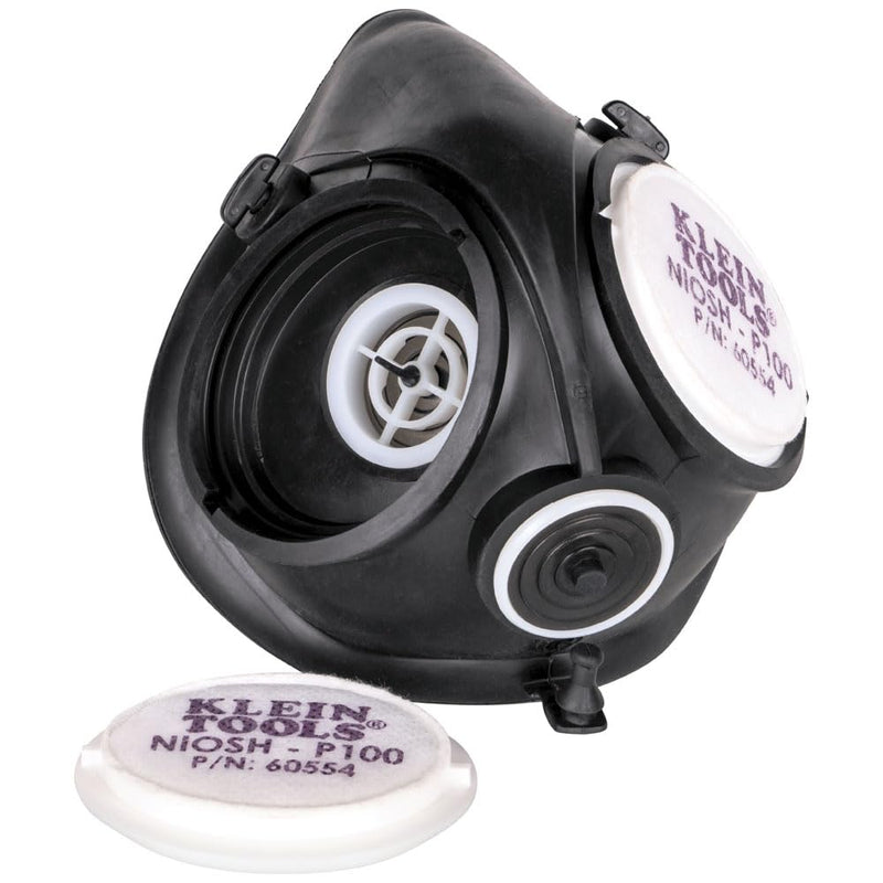 Klein Tools 60552 Reusable P100 Half-Mask Respirator with Replaceable Filters for Dust, Metal Fumes, and Oil Mist, M/L