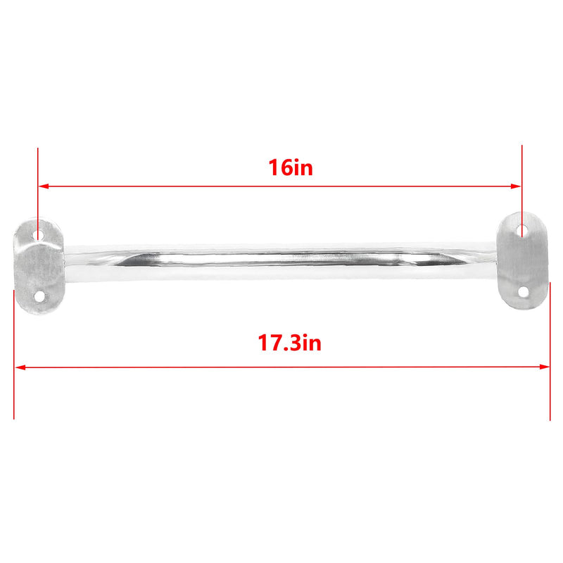 NovelBee 2pcs Stainless Steel Polish Boat Grab Handle Oval Handrail (Overall Length:17.3")