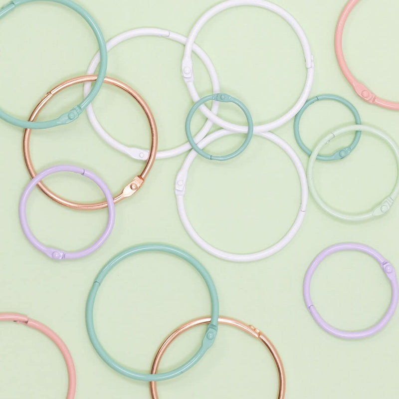 Craftelier - Set of 6 Metal Binding Rings for Scrapbooking, Card Making and Other Craft Projects | Rings for Photo Albums, Notebooks or Diaries | Size Ø 60 mm - Baby Pink Colour