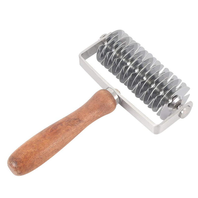 Shipenophy Pastry Lattice Roller Cutter, Stainless Steel Roller Knife Lattice Pie Crust Cutter with Wood Handle, Dough Lattice Roller Cutter Kitchen Cooking Baking Tools for Dought Cookie Pie Pizza