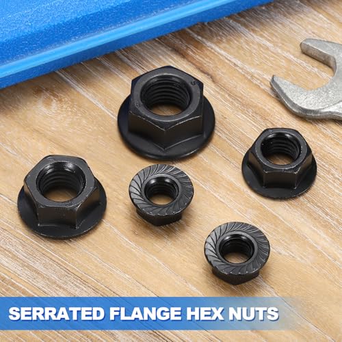 5Pcs Serrated Flange Hex Nuts M14-2 Coarse Carbon Steel Black Oxide 5
