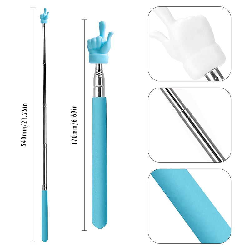 4-Pack Retractable Teacher Pointer Sticks – Extendable 21.7" Classroom Pointer for Teachers, Presenters & Kids – Finger-Shaped Tip, Non-Slip Grip – Great for School, Kindergarten & Presentation
