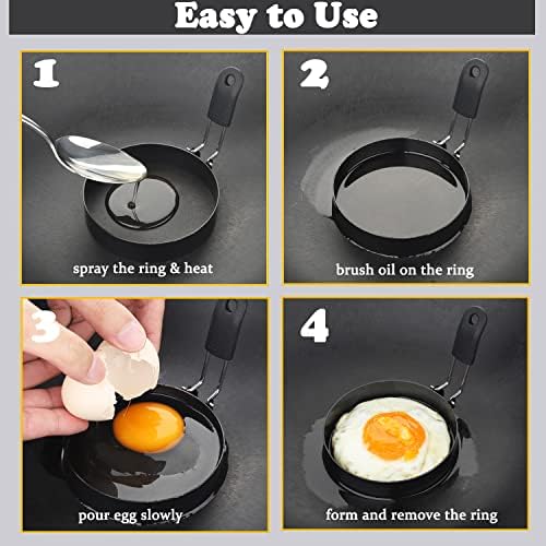 Egg Rings 4 Pcs Large 6" Pancake Molds And 4 Pcs 3.5" Fried Egg Molds Stainless Steel Nonstick Egg Ring for Frying Eggs And Muffins Round (Two Sizes)