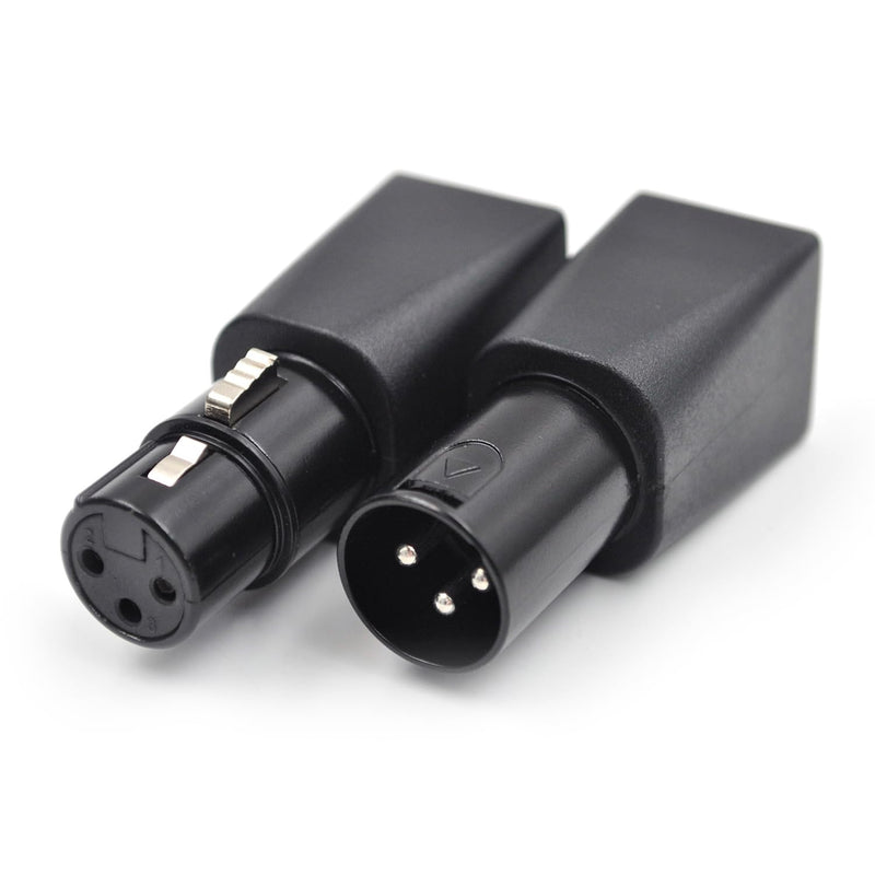 (4pack) Male/Fmale 3-Pin XLR Adapter Plug DMX to RJ45 Connector to Ethernet, Black Male & Female (2 Pair)