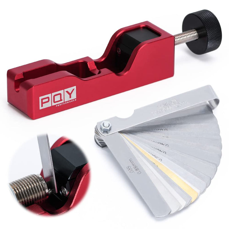 Universal Spark Plug Gap Tool with 32 Blades Steel Feeler Gauge for Most 10mm 12mm 14mm 16mm Spark Plugs Red red+feeler gauge