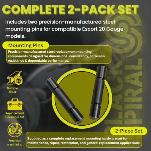 Precision Black Steel Mounting Pins Compatible with Escort 20 Gauge Models, Durable Replacement Hardware Components, Corrosion Resistant Construction, 2-Pack Set