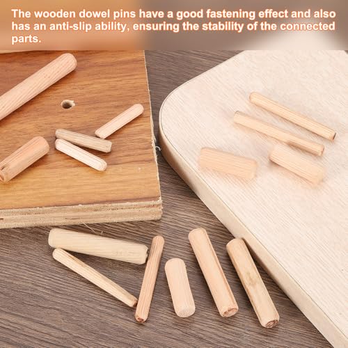 uxcell 500Pcs 1/3" x 1-4/7" Wooden Dowel Pins, Wood Dowels Rods, Furniture Woodworking Grooved Fluted Pin, Wooden Dowels Fluted for Craft, DIY Projects 8 x 40mm 500