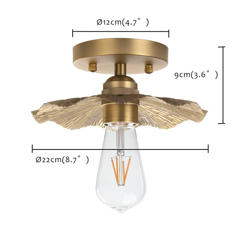 Pathson Vintage Metal Ceiling Light Fixture Brass Finished, Split Flower Design Ceiling Lighting, Industrial Kitchen Art Flush Mounted Farmhouse Lighting for Living Room Hallway