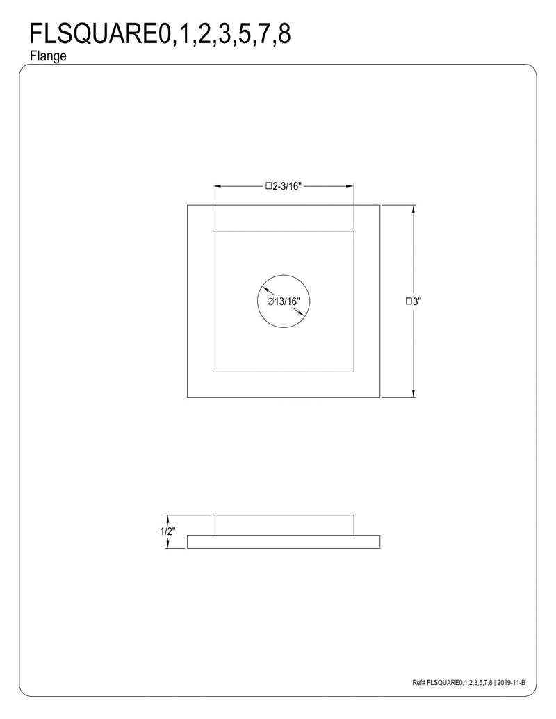 Kingston Brass FLSQUARE5 Magellan Heavy Duty Square Solid Cast Brass Shower Flange, Oil Rubbed Bronze