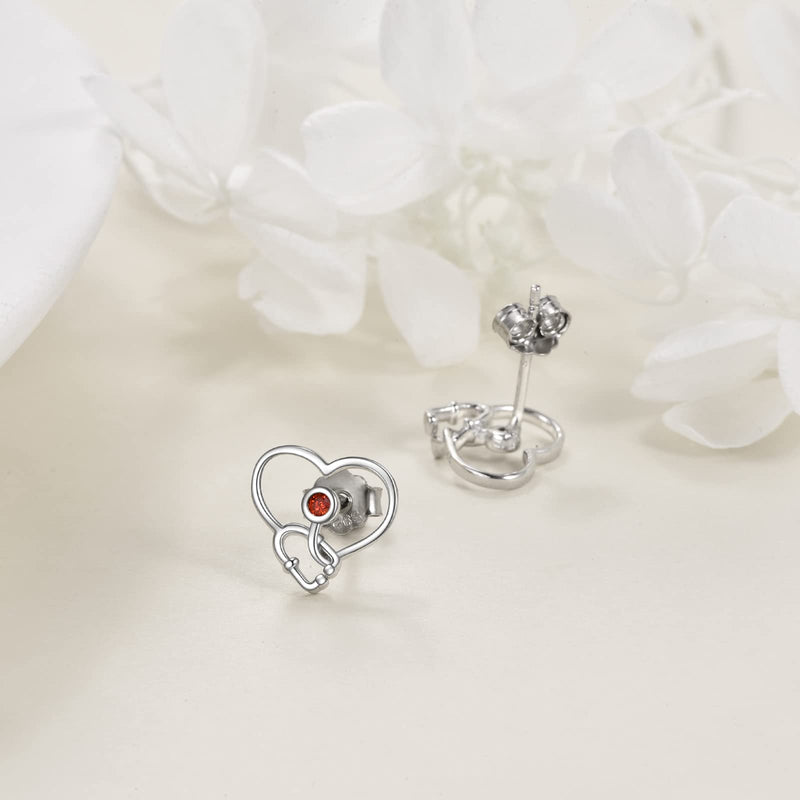 VONALA Sterling Silver Cat / Cow / Pig / Bunny / Squirrel / Giraffe / Highland Cow / Lion / Chicken / Ladybug / Star / Moon Stud Earrings for Women Cute Animal Post Earrings Hypoallergenic Animal Jewelry Gift for Teens Girls Stethoscope