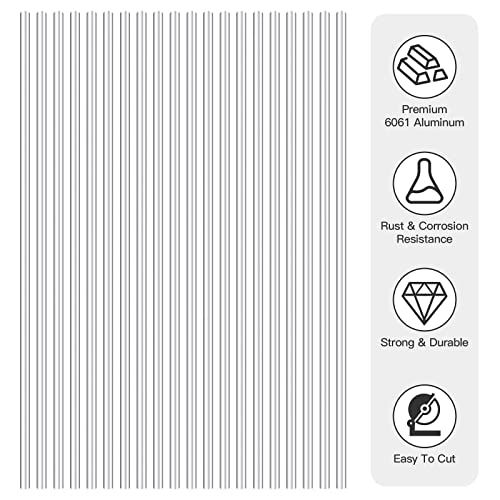 20 Pieces 1/4" Aluminum 6061 Round Rod Solid Extruded Rod 13" Long（+0/-.05"）& 0.25" Diameter (1/4x13inch, 20) 1/4x13inch