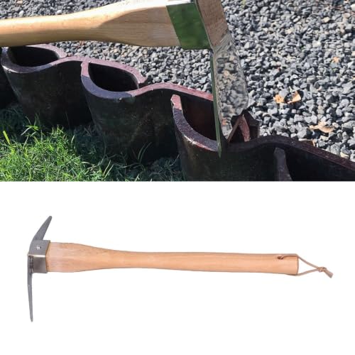 Steel Double Head Garden Pick Axe, Beech Wood Handle Digging Mattock Hoe for Digging, Tilling, Loosening Soil, Potted Plants, Gardening & Camping