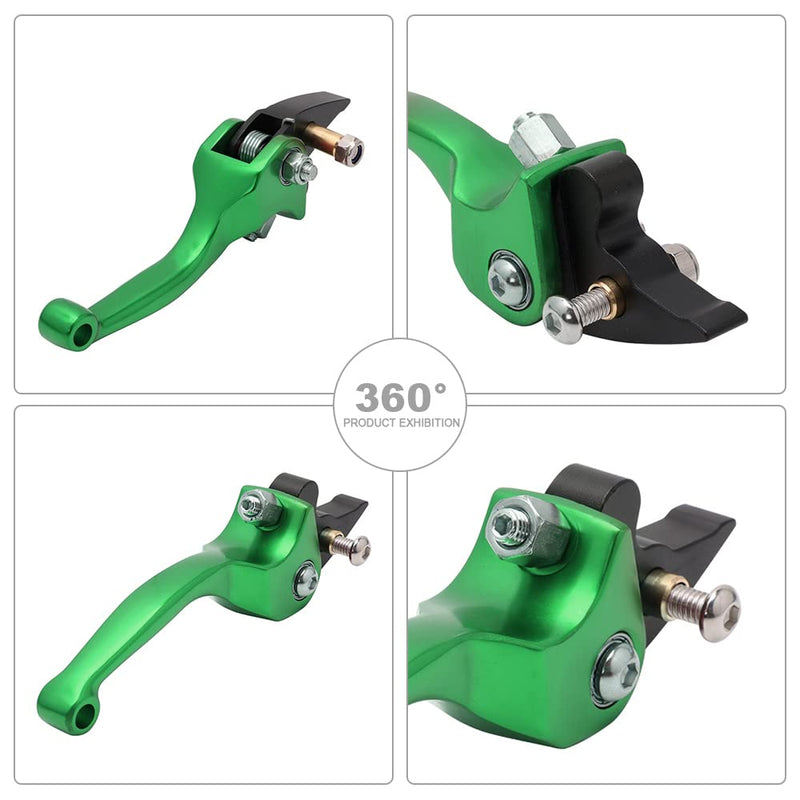 JFG RACING Motorcycle Brake Clutch Lever 7/8'' 22mm Folding Levers Aluminum Alloy Universal for CRF50 KLX SSR TTR 110 125 150 200 250cc Dirt Pit Bike ATV Mini Bike Green