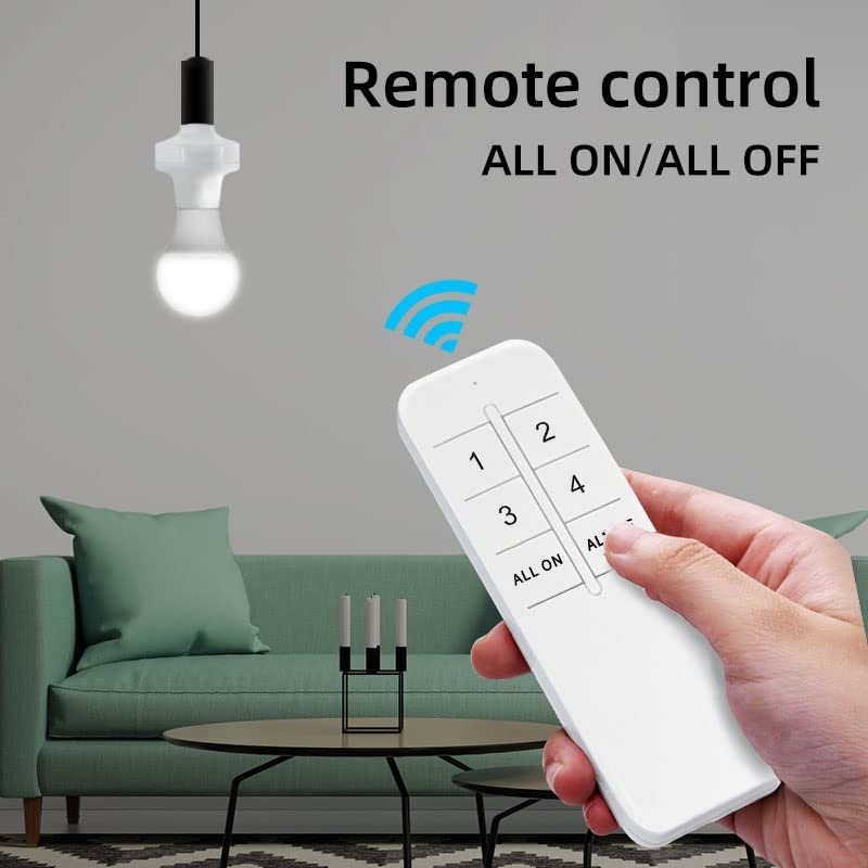 QIACHIP Wi-Fi Smart 2.4G Remote Control Light Socket E26 E27 Bulb Socket Adapter, eWeLink APP Remote Timing, Compatible with Alexa and Google 4 x Wifi Socket + 1 transmitter