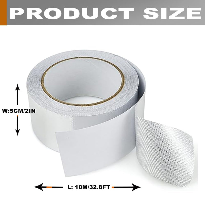 2 Rolls High-Temp Heat Shield Tape Reflective Adhesive Backed Roll Thermal Barrier Foil Tape Self-Adhesive Heat Resistant Tape Cool Tapes for Hose and Auto (Silver, 2 Inch x 32.8 ft) Silver