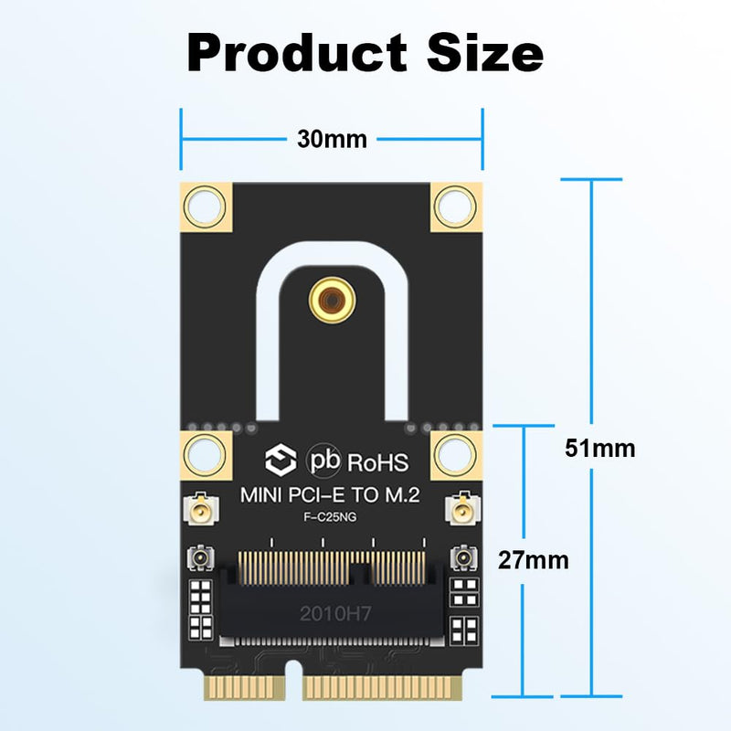 FENVI M.2 to Mini PCIe Converter for Laptop NGFF M.2 Key A+E WiFi Bluetooth | NGFF M.2 2230 to Mini PCI-E Converter Adapter, Make Your M.2 WiFi Card on 2010 - 2016 Laptops Based on Mini PCI Express Solt