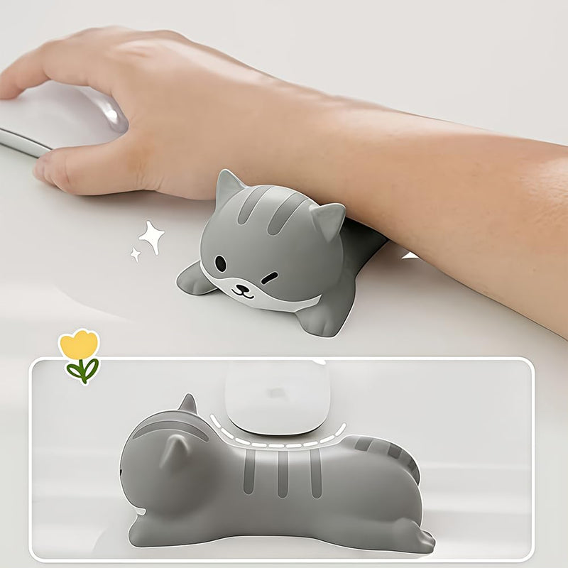 Cute Mouse Wrist Rest Mouse Pad Keyboard Computer Elbow Support Pad Suitable for Laptops, Desks, and Office Supplies (Gray Cat) Gray Cat