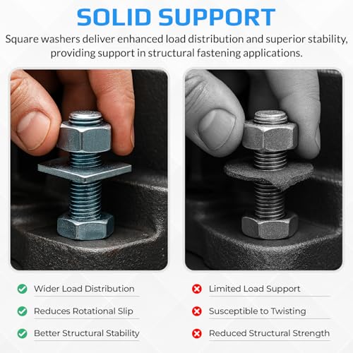 M8 Square Plate Washers (25 Pack), Zinc Plated Steel Rectangular Flat Washers, Timber Structural Reinforcement Framing Washers for Metric Bolts & Nuts, DIN 436 (8mm x 30mm / 0.315" x 1.181") 25 M8