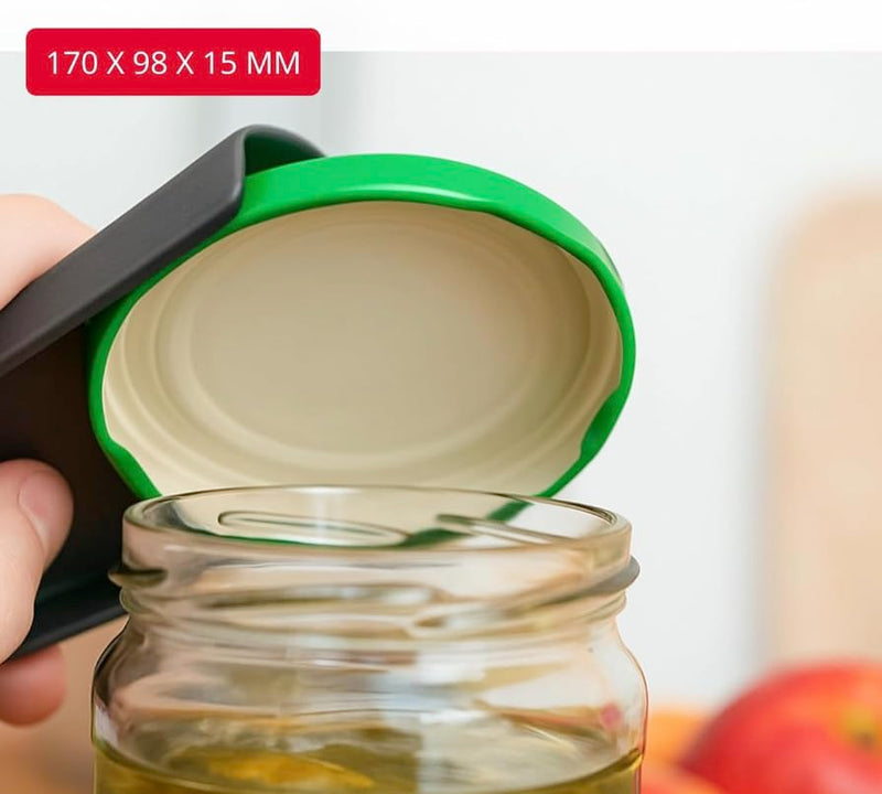 Westmark Black Edition Multi-Purpose Opener with Rubber Lip - Glass and Bottle Opener/Lid Opener, Length: 17 cm - Steel/Rubber, Twist, Anthracite Charcoal