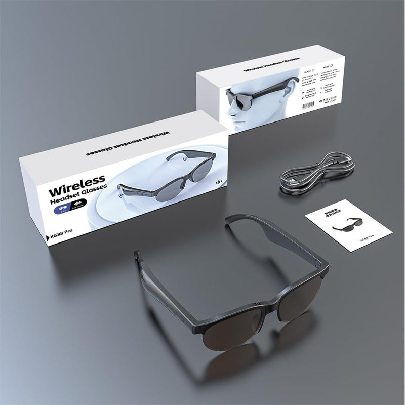 AI Smart Bluetooth Glasses w/150+ Real-Time Translation Voice Assistant & HandsFree Call HD Audio Wireless Glasses for Travel Business Unisex Lightweight Design (Men & Women)