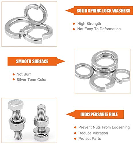 M6 304 Stainless Steel Flat Washer and Split Spring Lock Washer Assortment Set, 100Sets /Pack (M6)