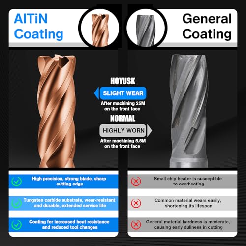 3/8" Carbide End Mills - 4 Flute Square End Mill with AlTiN Coating, HRC 55 Deg, 4T Tungsten Milling Bits for Stainless Steel, Hardened Steel, Cast Iron, Copper, Alloys & More 3/8 in 1