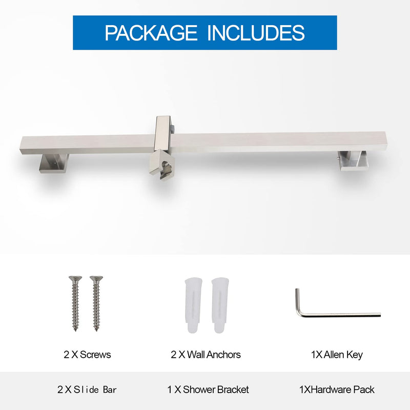 Bathroom Shower Slide Bar with 360° Adjustable Handheld Shower Head Holder Wall Mount Shower Bar SUS 304 Stainless Steel, Brushed Nickel
