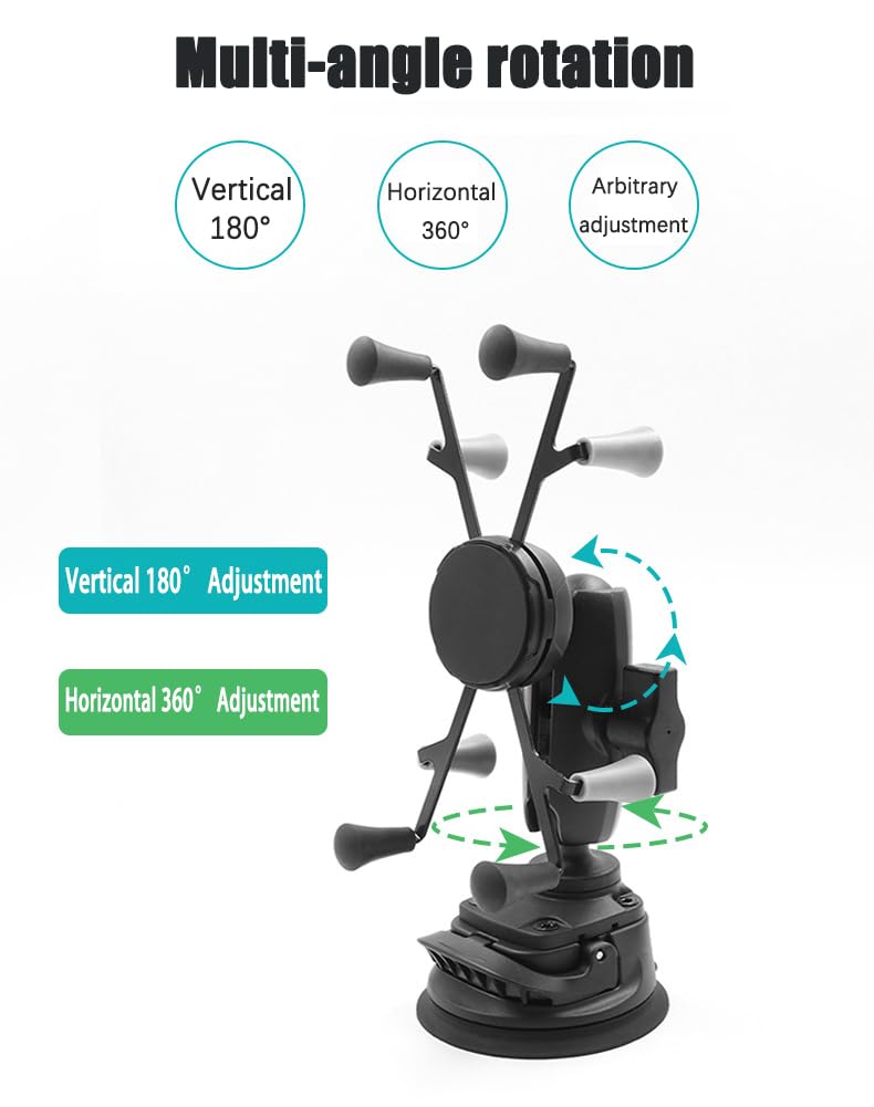 Strg Phone Mount with Twist-Lock Suction Cup Base, Universal Phone Holder for Car Truck Vehicle Windshields Window and More Smooth Surface